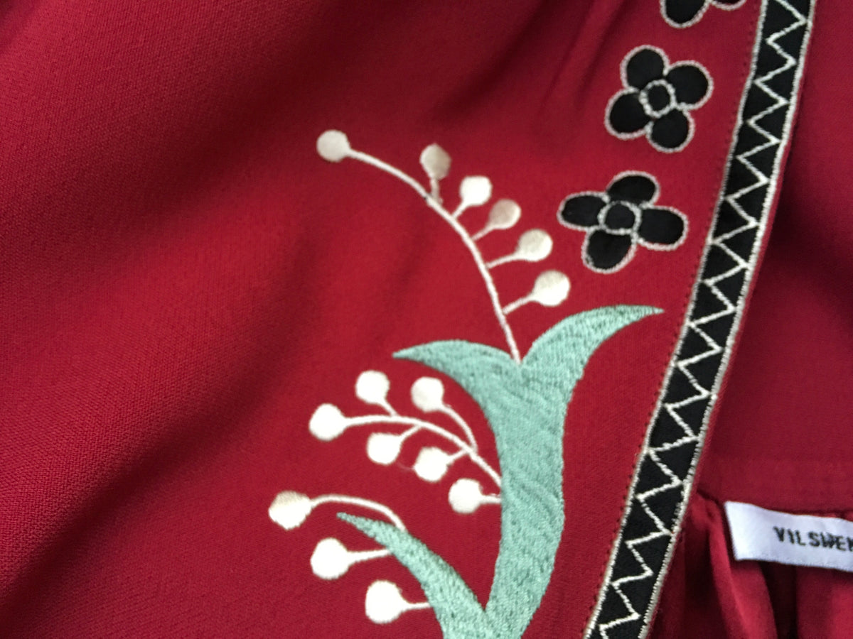 VILSHENKO Embroidered Floral Details Blouse Red Woman  Ladies