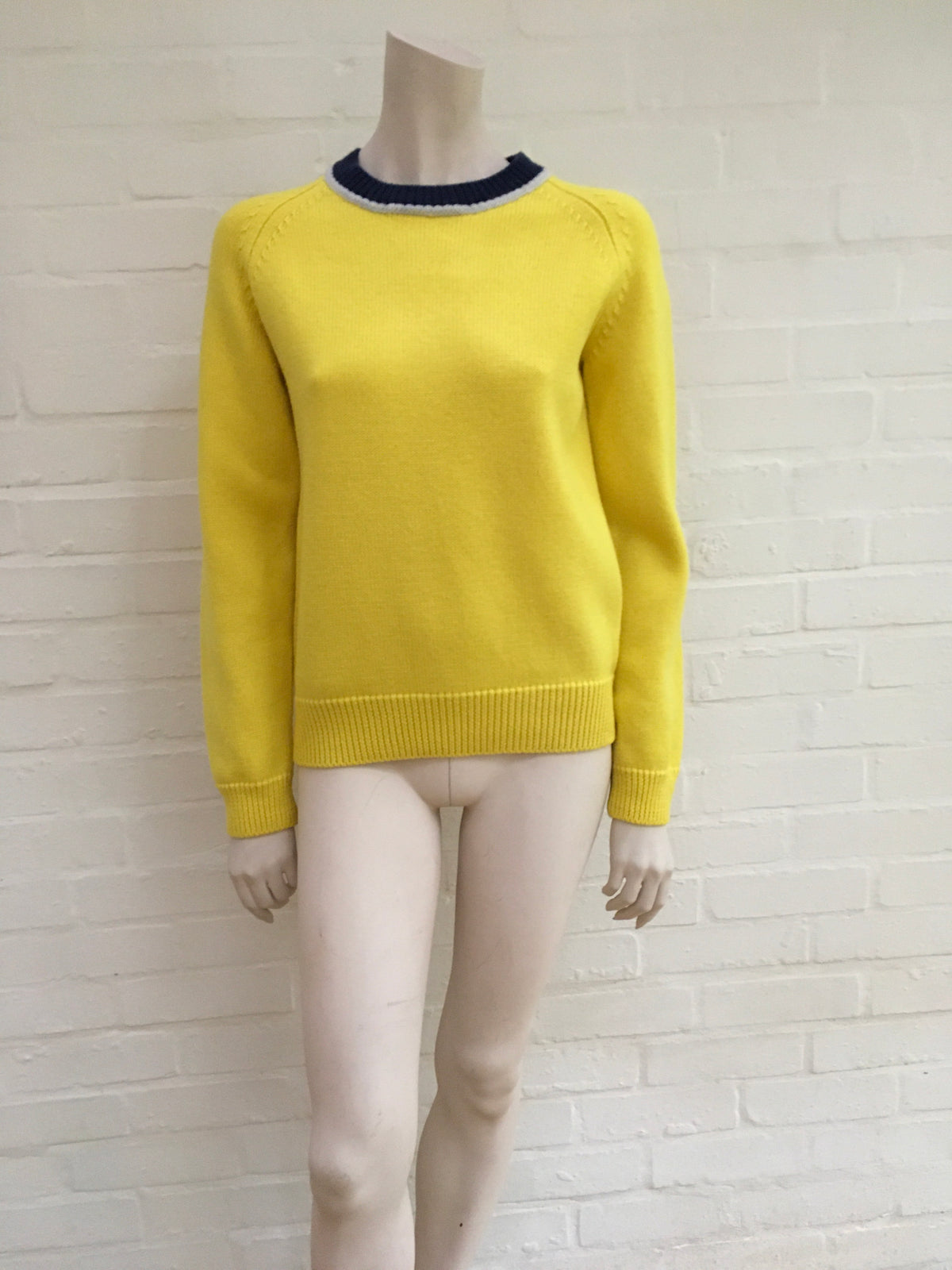 Mira Mikati Women's Look Patched Yellow Wool Sweater Jumper Size M Medium Ladies