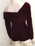 Reiss Womens Carrey Off Shoulder Velvet Burgundy Top Size UK 12 US 8 ladies