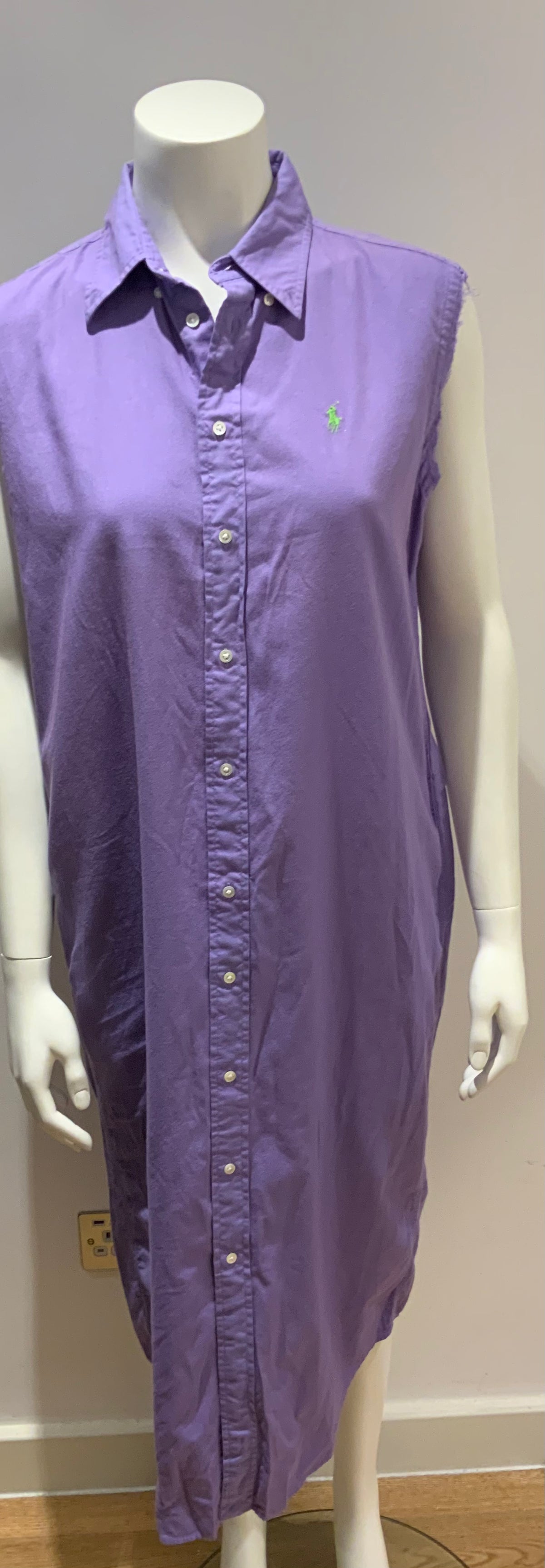 RALPH LAUREN Shirt Dress Purple Sleeveless Oxford Cotton Size S/P Small ladies