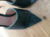 GIANVITO ROSSI Snake-embossed Alise Mules 105 In Green Size 36 UK 3 US 6 ladies