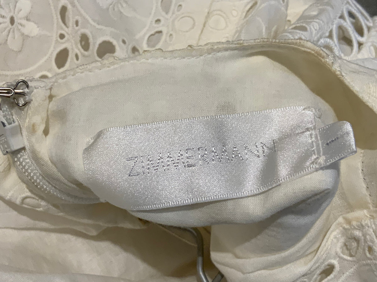 ZIMMERMANN White Divinity Wheel Day Broderie Dress Size 1 S small ladies