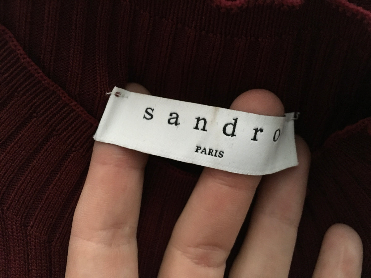 SANDRO Ange Knit Dress Bordeaux Wine Dress 2019 Collection size S small ladies