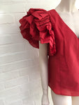 Rosie Assoulin Dust Ruffle Red Top Size M medium ladies