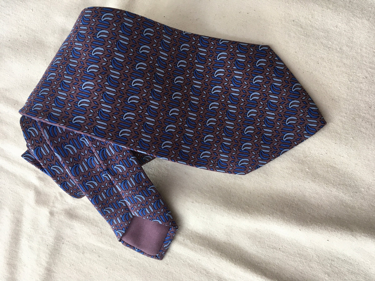 Hermès HERMES Paris Silk Blue Print Tie 7354 PA 100% AUTHENTIC Men