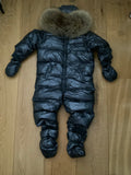 BONPOINT Hooded Down Feather Snowsuit Fur Trim Hoodie Size 18 month children