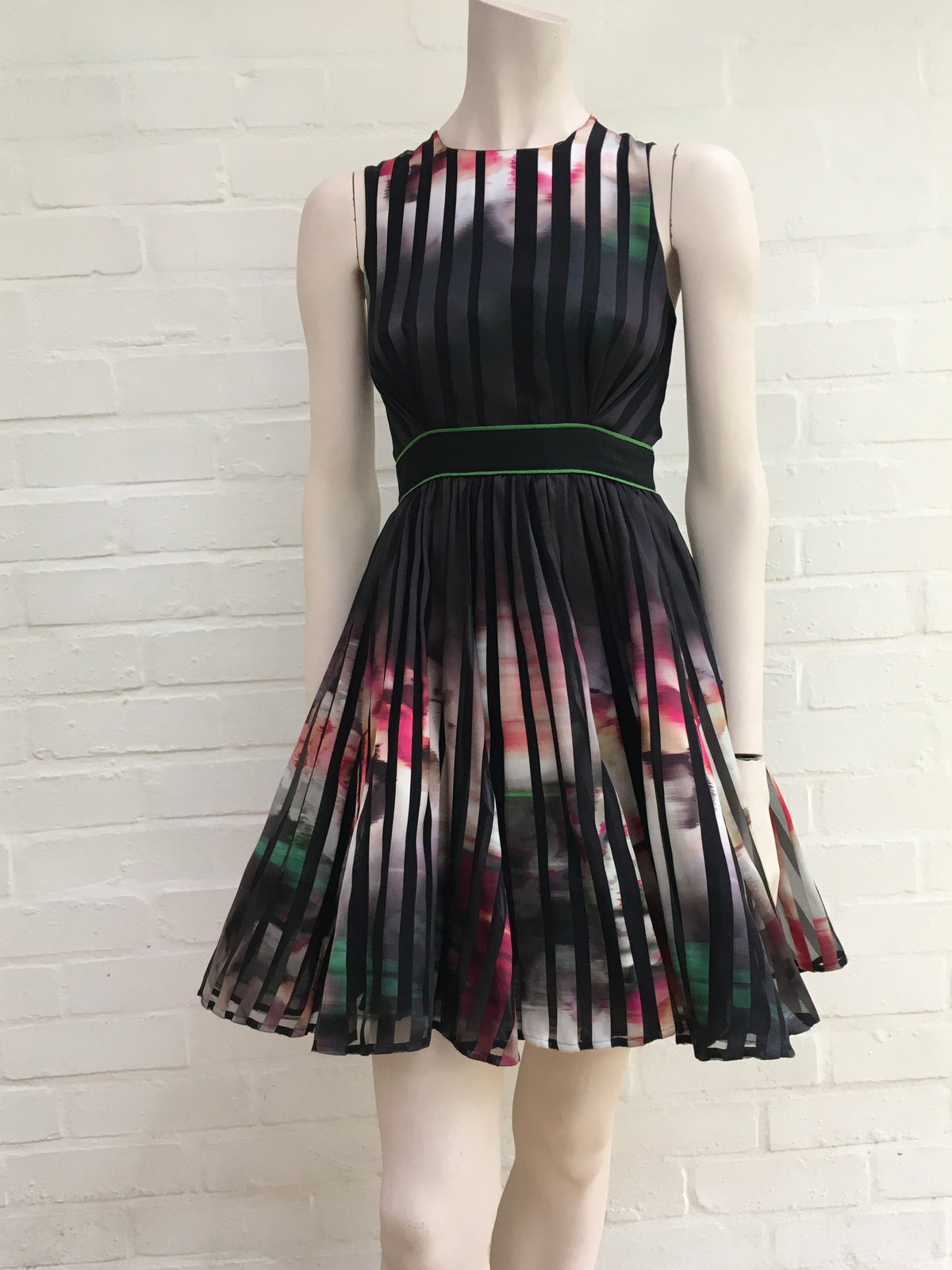 ELIE SAAB  Black sheer tapes multicolor floral pattern Dress F 34 ladies