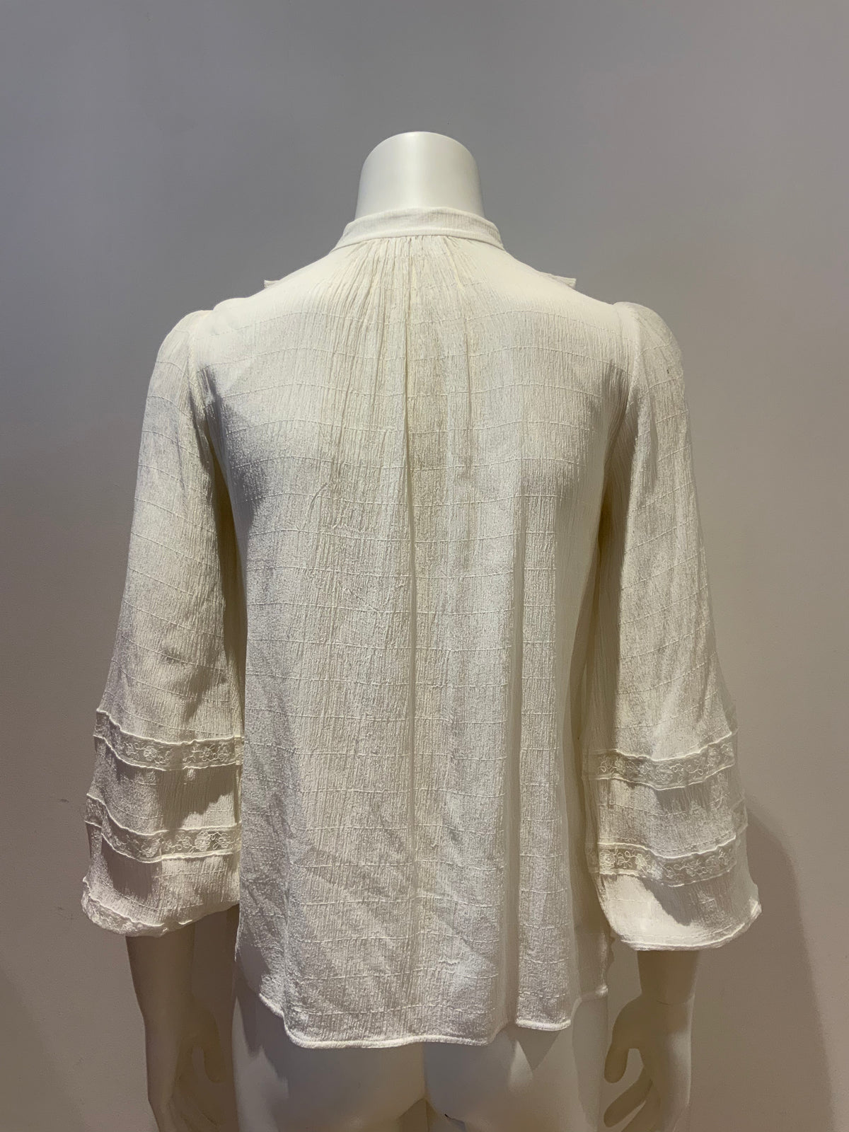 ZIMMERMANN MOST WANTED Whitewave Pin tuck lace-paneled silk Blouse SIZE 0 XS ladies