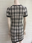 CHANEL Black/White Cotton Blend Tweed Short Sleeved Dress Ladies