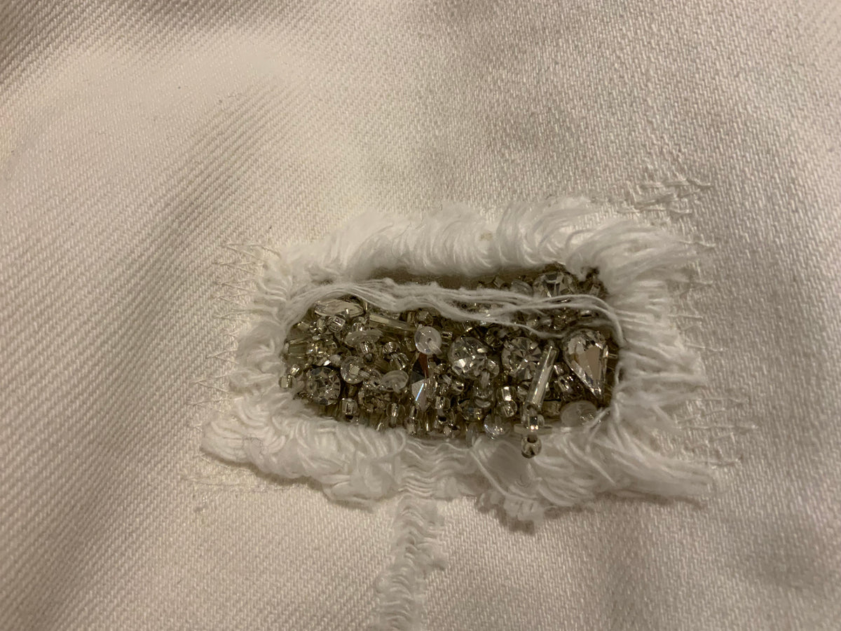 Ermanno Scervino Crystal Embellishments Insert White Jeans Size I 40 UK 8 US 4 ladies