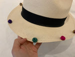 SENSI STUDIO Pompom-embellished toquilla straw Panama hat Size M Medium ladies