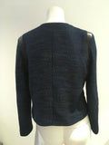 SANDRO Paris Tweed Leather Insert Jacket Blazer SIZE F 38 UK 10 US 6 ladies