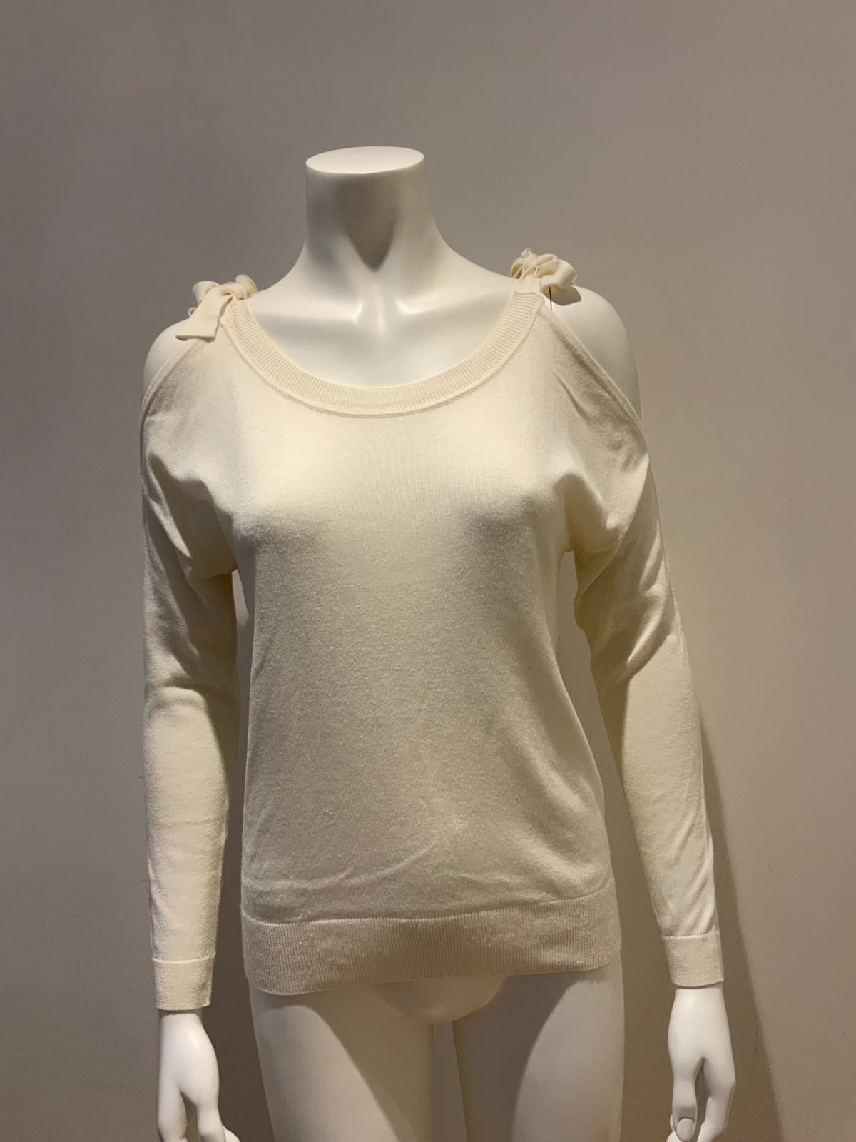 MASSIMO DUTTI WHITE BOW KNITTED SWEATER JUMPER SIZE XS EXTRA SMALL LADIES