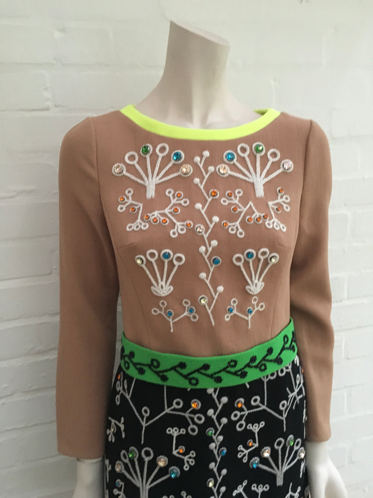 Peter Pilotto Brown Cari Embellished Embroidered Wool-Crepe Mini Dress Ladies