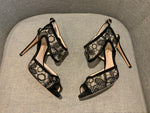 Nicholas Kirkwood Black Lace And Suede Leda Ankle Strap Sandals Size 36 UK 3 US6 ladies