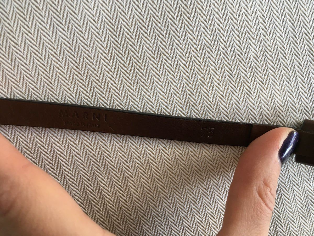 MARNI Brown Leather Skinny Belt Size 75  JUST AMAZING Ladies