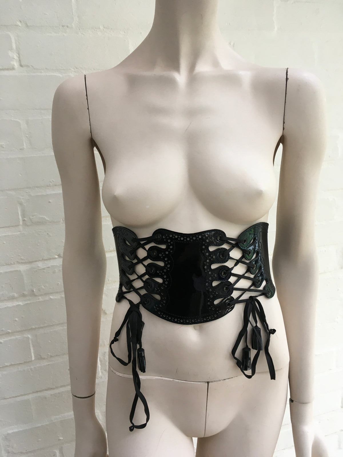 JEAN PAUL GAULTIER patent leather bondage corset belt ladies