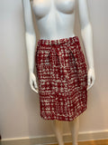 ICONIC CH Carolina Herrera Red and White Textured Jacquard Pencil Skirt US 8 L ladies