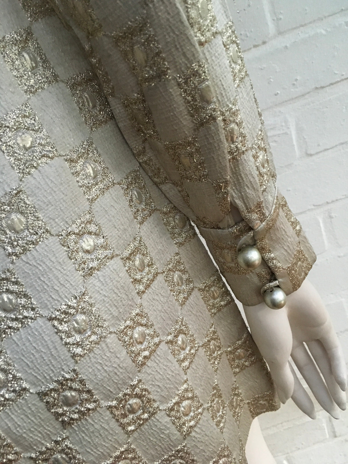Vintage 1960's evening dress Polly Peck by Sybil Zelker Gold Jacquard Ladies