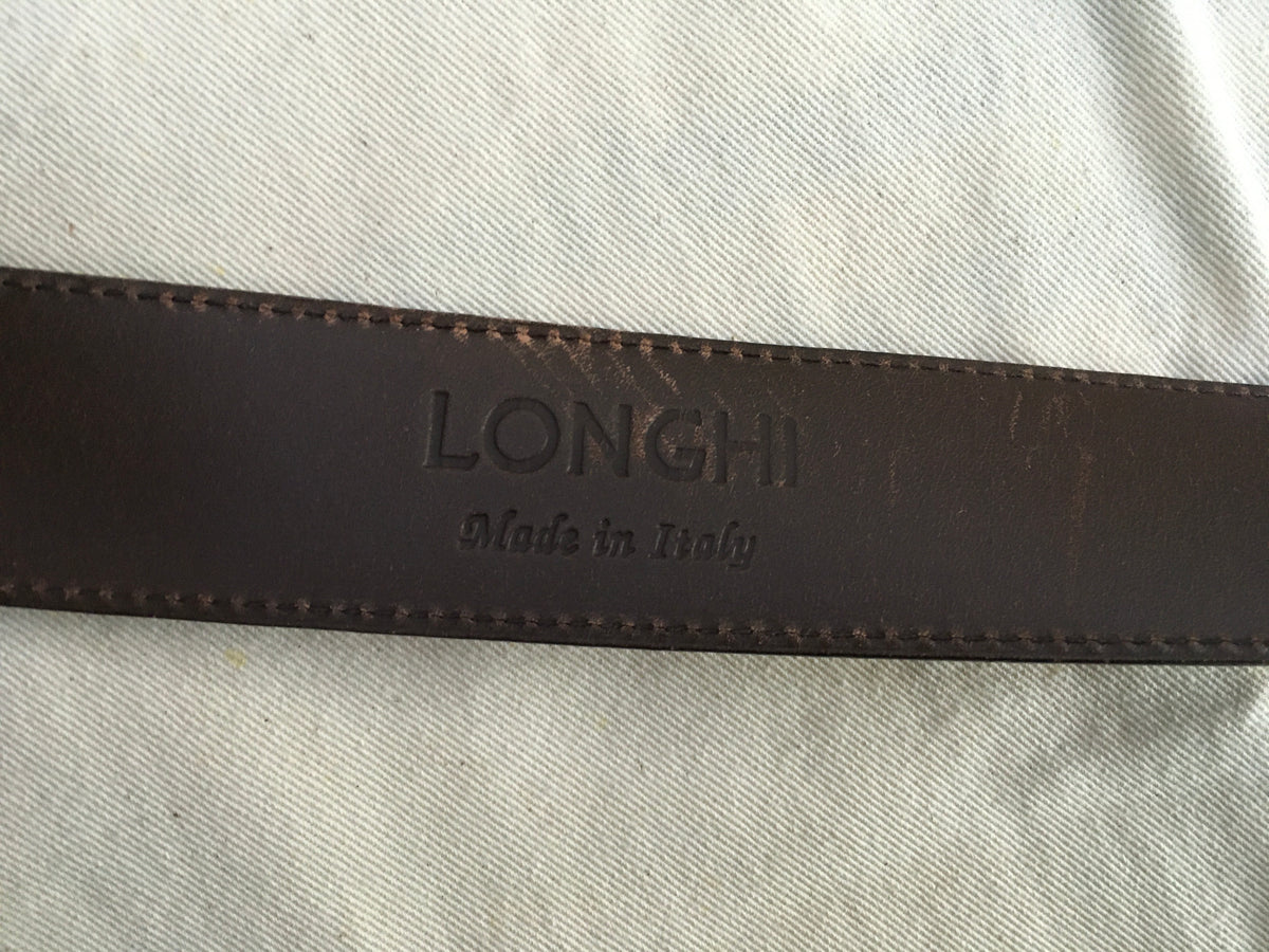 LONGHI Size 36 Brown Leather Belt for Bergdorf Goodman Men