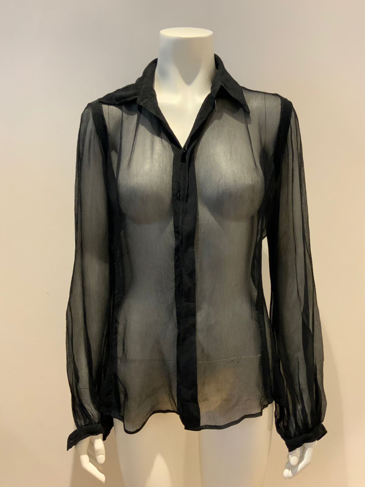 Jean Paul GAULTIER Rare1990's sheer silk shirt Size M medium ladies