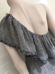 ZIMMERMANN MOST WANTED PARADISO GINGHAM LINEN ONE SHOULDER MINI DRESS Size 1 ladies