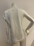 PURE COLLECTION Luxury SILVER WHITE STRIPED T shirt UK 10 US 4 ladies