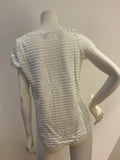 PURE COLLECTION Luxury SILVER WHITE STRIPED T shirt UK 10 US 4 ladies