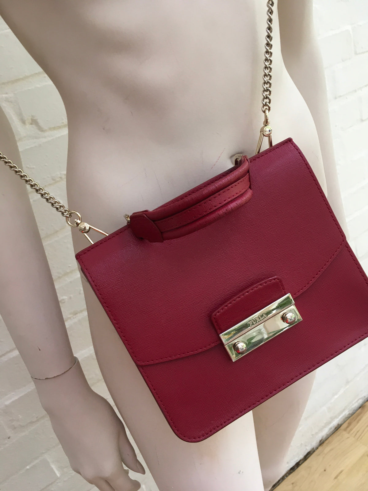 Furla Metropolis Top Handle 903885 Red Bag Handbag Chain ladies
