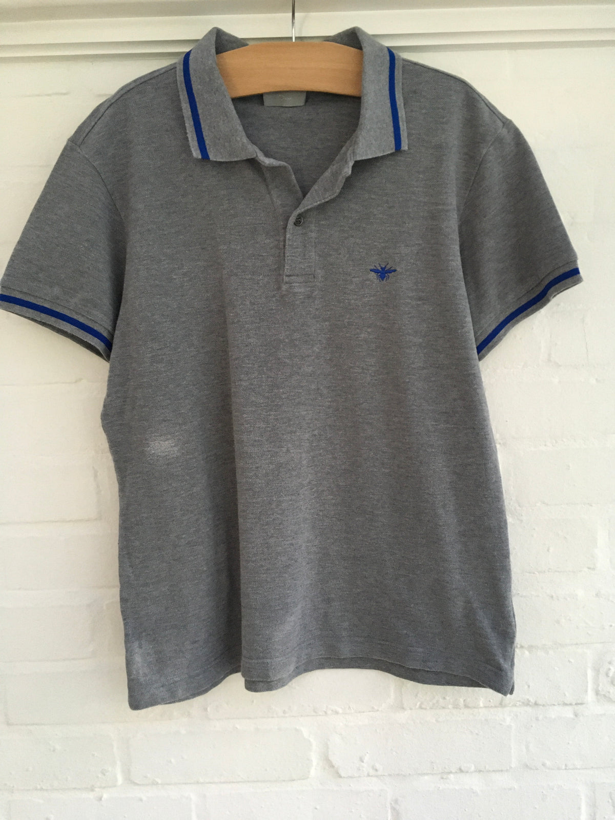 DIOR Piqué Polo Shirt in Grey T-shirt Top Size L Large Men