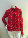 Talie NK red printed pure silk blouse size F 38 UK 10 US 6 ladies