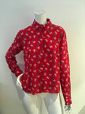 Talie NK red printed pure silk blouse size F 38 UK 10 US 6 ladies