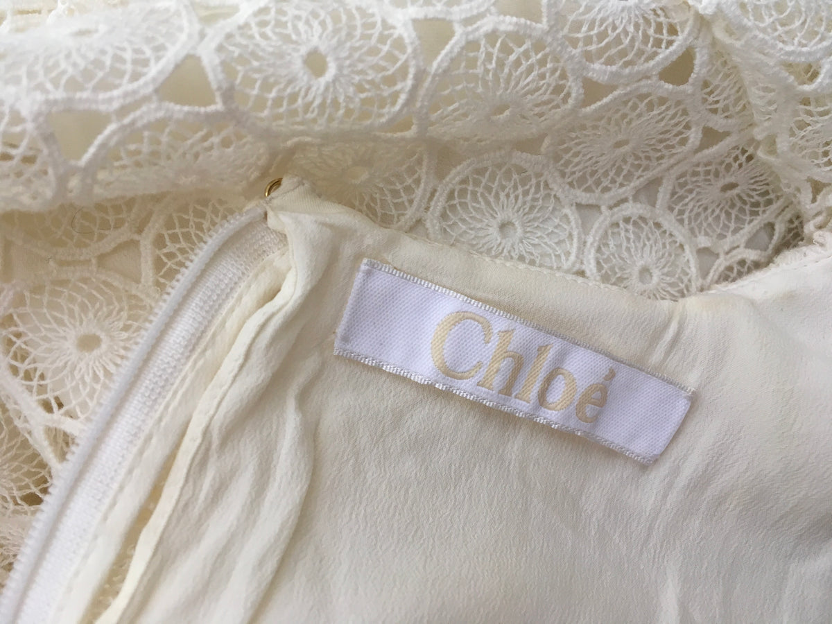 Chloé Chloe White Crocheted lace mini dress Ladies