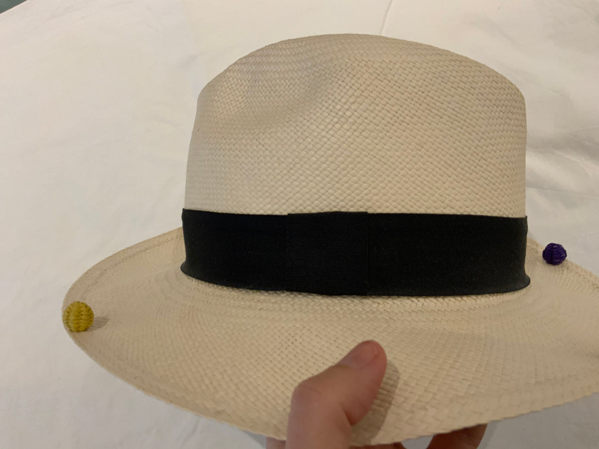 SENSI STUDIO Pompom-embellished toquilla straw Panama hat Size M Medium ladies