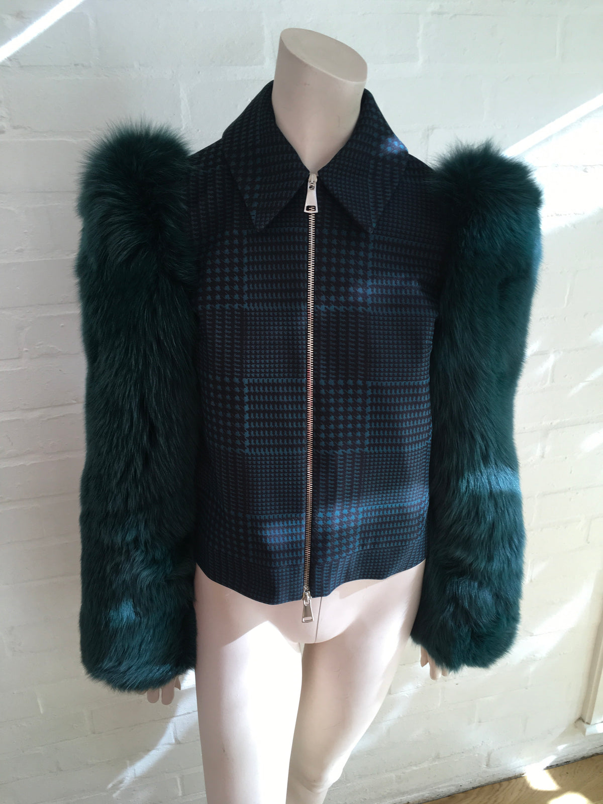 MARY KATRANTZOU Lodger saga fox fur sleeve tulle and wool jacket  Ladies