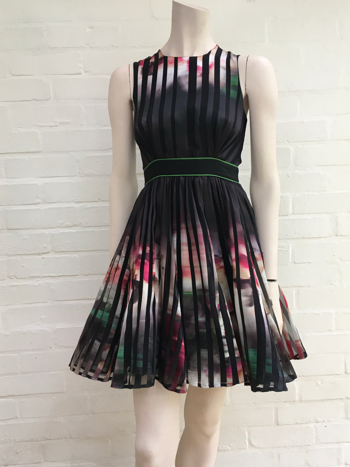 ELIE SAAB  Black sheer tapes multicolor floral pattern Dress F 34 ladies