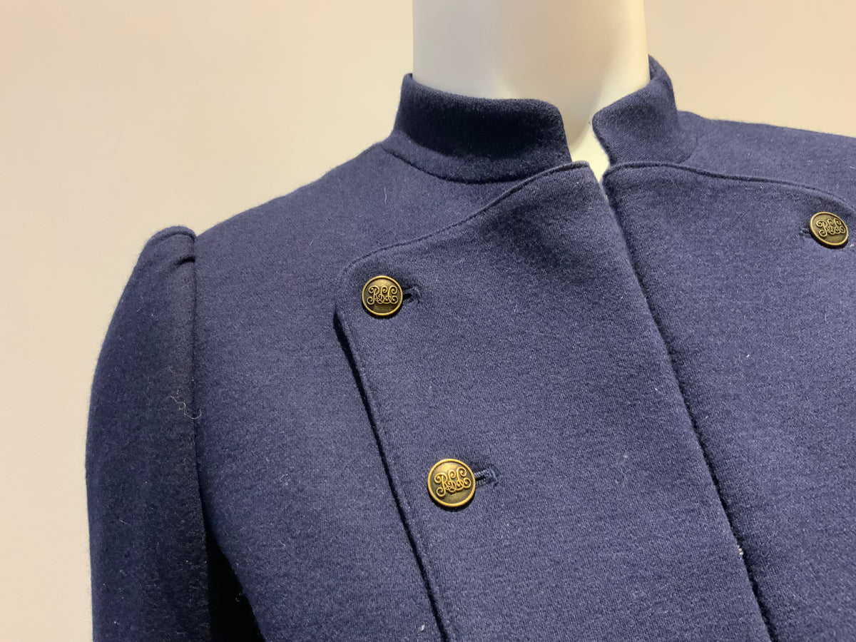 RALPH LAUREN Polo Wool Blend Navy Fitted Jacket Size US 4 UK 8 S small ladies
