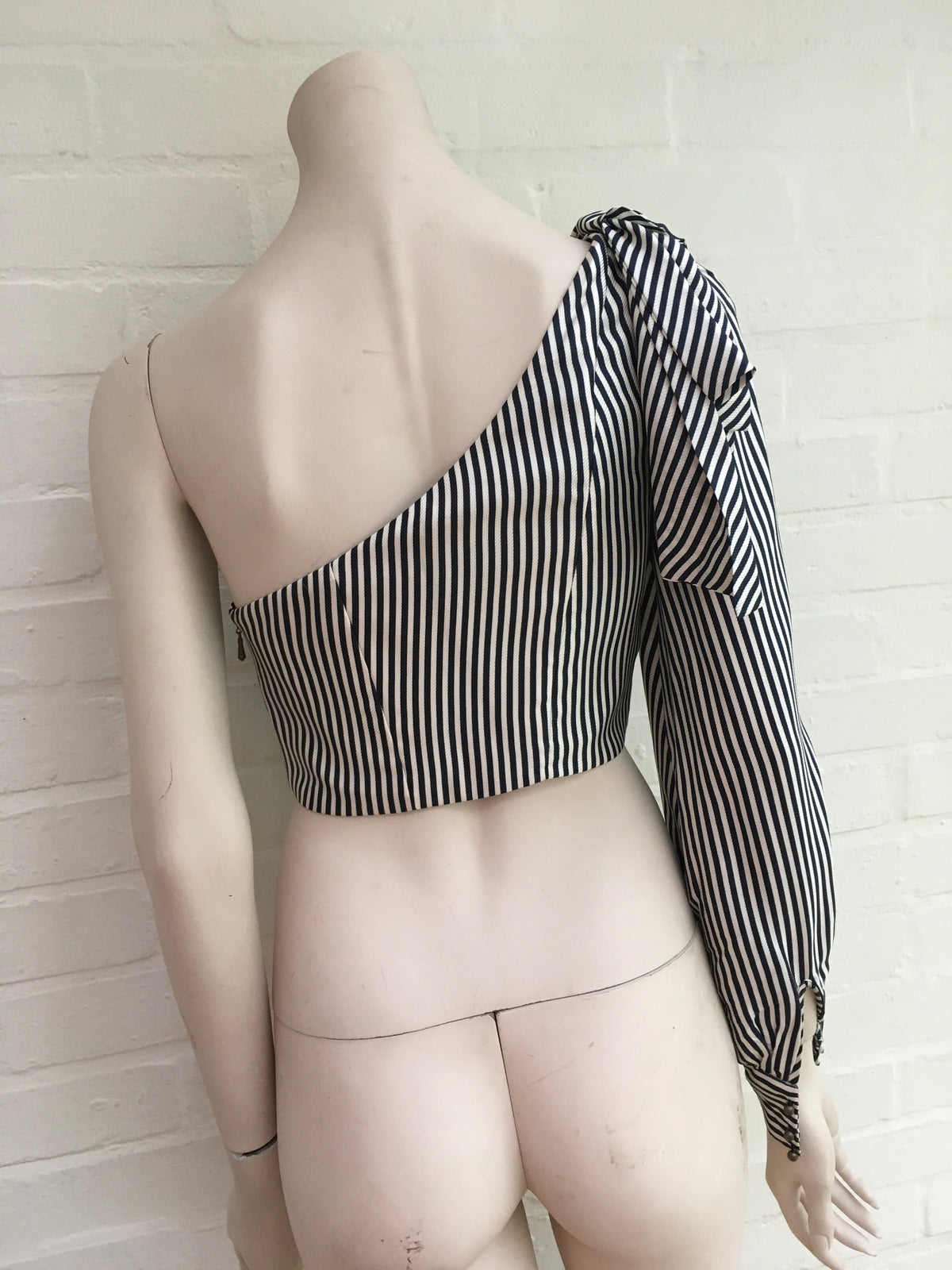 ZIMMERMANN MOST WANTED Maples Bow cropped one-shoulder striped ottoman top Size 0 ladies