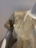 FRENCH CONNECTION Gold Metallic Snakeskin Print Shift Dress UK 12 US 8 EU 40 ladies