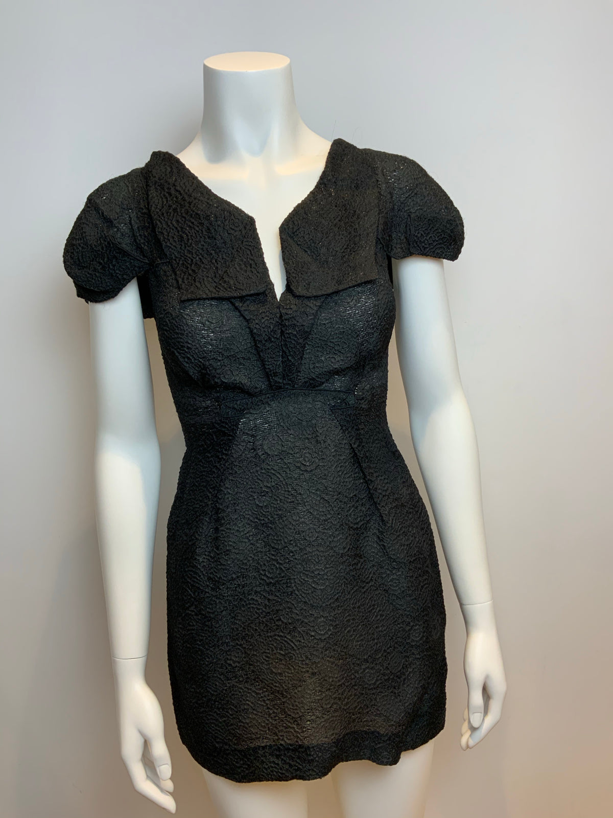 RUNAWAY Silk Organza Little Black Jacquard Dress Size 0 XXS ladies