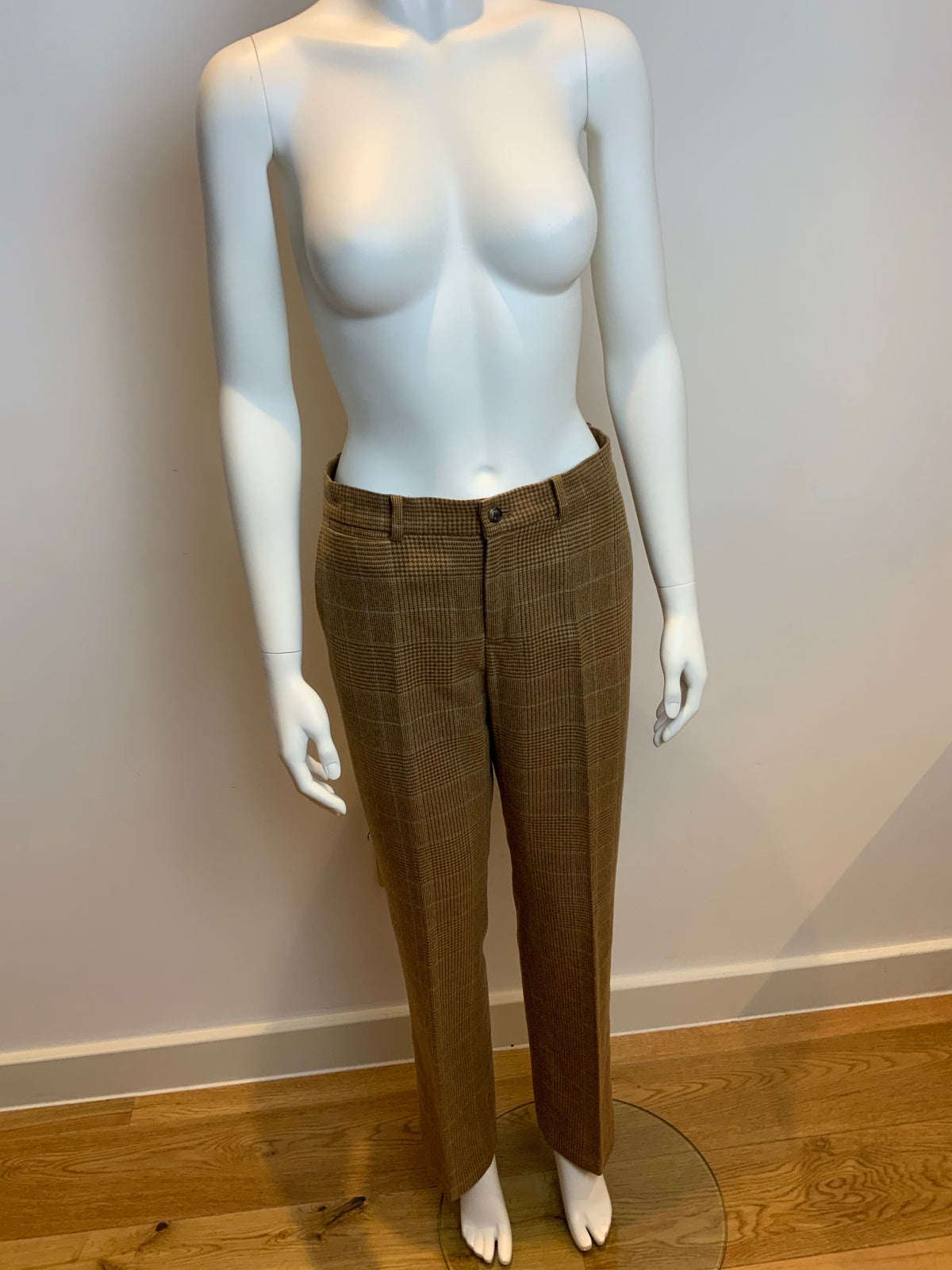 Ralph Lauren Lauren Wool Checked Brown Pants Trousers Size US 8 UK 12 L large ladies