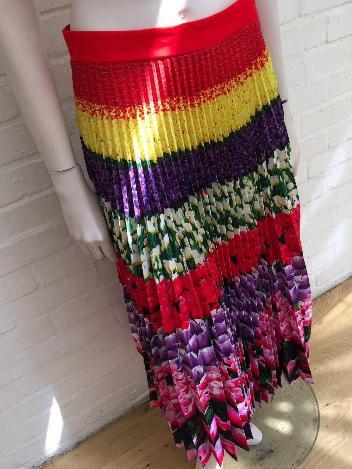 MARY KATRANTZOU Uni Pleated Floral-Print Crepe De Chine Midi Skirt 2019  Ladies