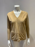 Ralph Lauren Collection Tan Cashmere Suede Leather Sweater Jumper Size S small ladies