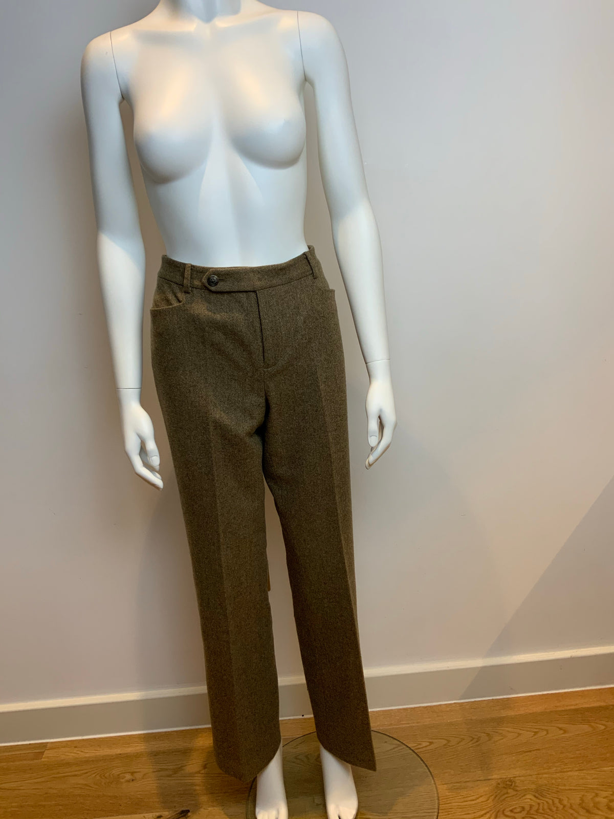 Ralph Lauren Lauren Adelle Brown Wool Pants Trousers Size US 8 UK 12 L LARGE ladies
