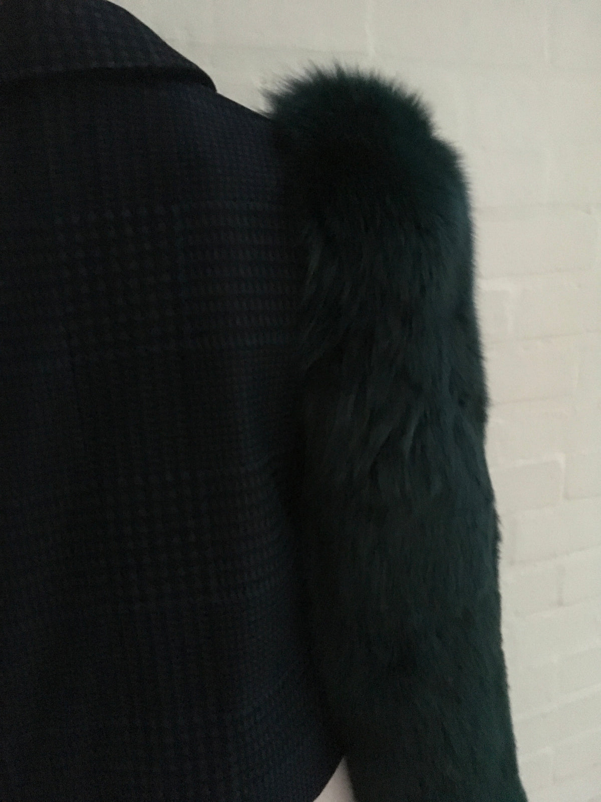 MARY KATRANTZOU Lodger saga fox fur sleeve tulle and wool jacket  Ladies