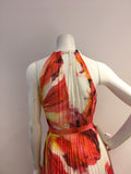 KAREN MILLEN Flower Print Pleated Maxi Dress Gown Size 2 UK 6 ladies
