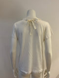 SACAI WHITE LINEN PEARLS CRYSTALS EMBELLISHED T SHIRT SIZE 2 M MEDIUM ladies