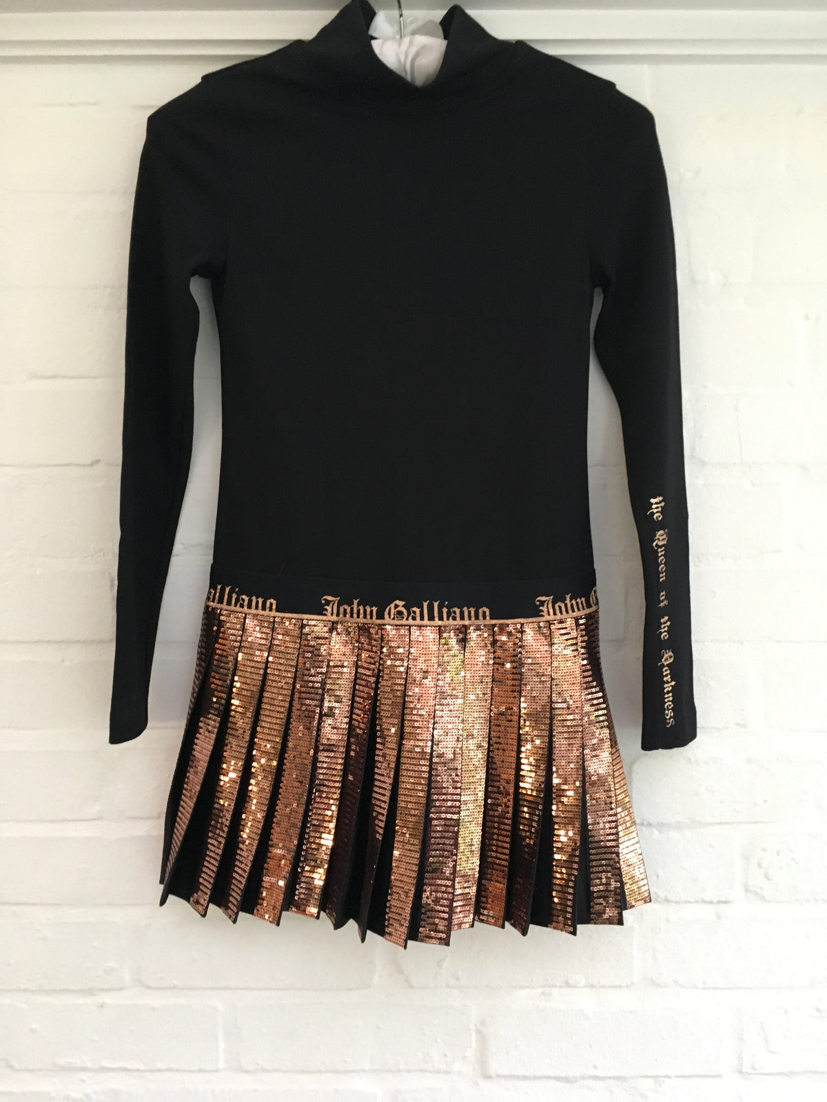 John Galliano Black Jersey Dress with Bronze Sequin Skirt Children