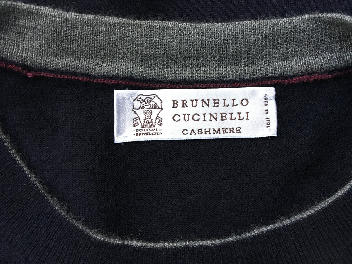 Brunello Cucinelli Men's Cashmere Blend Crew Neck Sweater Jumper Size L large men