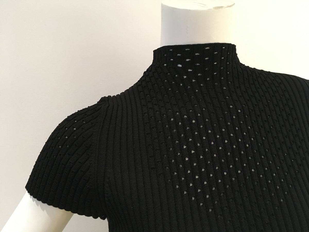 MAJE Black Maestry Mock Neck Top Ribbed Knit Top SIZE 3 Large ladies